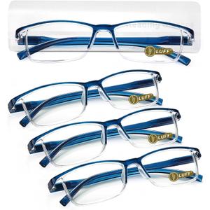 LUFF 4Pcs Anti-Blue-ray Reading Glasses Portable Ultra-Light Readers(3.25X)