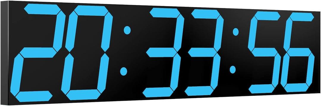 Digital Wall Clock, Oversize Led Digital Clock Large Display with Auto Dimmer, Huge Countdown Timer with Remote Control, 27" Wide Display, 6 Digits, Wall Mount, Date and Temperature(Ice Blue)