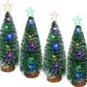 Mini Christmas Tree with Lights Christmas Decorations Village Trees with Lighted Star Small Tree Christmas Artificial Craft Decoration Decor 4 Pack