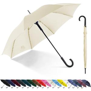 Large Stick Umbrella Windproof Automatic Open 50 Inch Umbrella with Hook Handle, Over Sized J Handle Umbrellas for Men and Women, Windproof Unbreakable Stick Rain Golf Umbrella