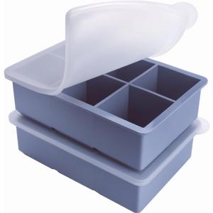 1/2 Cup Silicone Freezer Tray With Lid - Silicone Freezer Molds 2-Pack For meal prep & freezing of various sauces and other dishes, makes 12 perfect 1/2 cup portions cubes (Blue 2 Pack)