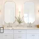 Chende 2 Packs Octagonal Bathroom Mirror with Beveled Edge, 18" x 36" Modern Frameless Vanity Mirror for Bedroom, Entryways, Washrooms, Living Rooms, Horizontal/Vertical Hanging