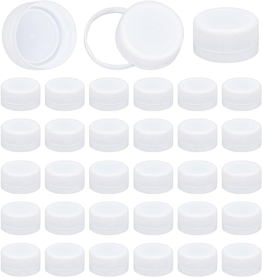 OLYCRAFT 50Pcs Plastic Bottle Caps White Screw-On Cap 28.5mm Inner Diameter Bottle Jug Storage Lids Plastic Tamper Seal Lids Replacement Caps Twist Cap for Juice Bottles Dispenser Lid