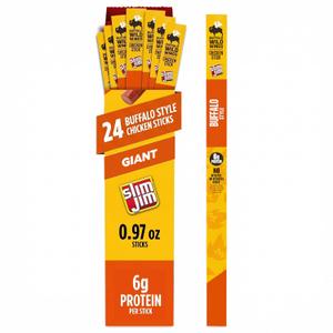 Slim Jim Giant Chicken Sticks, Buffalo Wild Wings Buffalo Style, 6g Protein per Stick, 0.97 oz. (24 Count) (EXP 06/12/26)