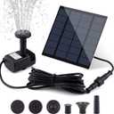 Solar Fountain Pump Kit with Separate Solar Panel, 1.8 W Upgraded Solar Water Pump with 3 M Long Cable & 4 Nozzles Solar Water Fountain for Bird Bath, Outdoor Pond, Patio Garden No Power Storage
