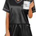 WIHOLL Silk Pajamas for Women Short Sleeve Sleepwear Soft Lounge Sets 2 Piece Satin Pjs