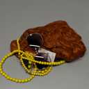 Short Orange Curly Landlady Wig and Glasses Jewelry, Reddish Orange Afro Annie Wig with Necklace Earrings +Wig Cap Set 5 Accessories for Halloween Party Mrs Costume Cosplay