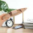 STOBOK Wooden Boat Model 9.84 Inch Small Rowboat Craft Natural Desktop Ornament for Home Office Bedroom Decoration (25.00X5.00X4.50CM)