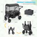 ELEMARA Foldable Wagon Stroller, Stroller Wagon for 2 Kids, Premium All Terrain Wagon for Kids with Removable Canopy, Adjustable Push/Pull Handle, Harnesses, Large Storage Bag, Gray