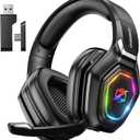 2.4GHz Wireless Gaming Headset with Microphone, 2.4G USB & Type C Transmitter - 30h Battery Life - RGB Lighting Gaming Headphones for PS5, PS4, PC, Phone