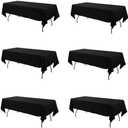 Waysle 60 x 102 Inch Rectangular Polyester Tablecloth, Black Washable Table Cloth for 6 Foot Table - Perfect for Wedding, Party, Restaurant, Banquet Decoration (6 Pack)