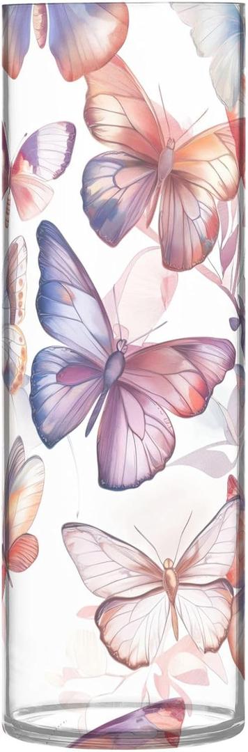 susiyo Translucent Butterflies and Flowers Acrylic Vase, Tall Plastic Vase Cylinder Vase Clear Acrylic Flower Vase for Centerpieces susiyo Translucent Butterflies and Flowers Acrylic Vase, Tall Plastic Vase Cylinder Vase Clear Acrylic Flower Vase for Centerpieces