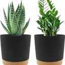 QCQHDU 6.5 inch Plant Pot, 2 Pack Planters for Indoor Plants with Drainage Holes & Saucer, Outdoor Flower Pots Home Garden Modern Decor