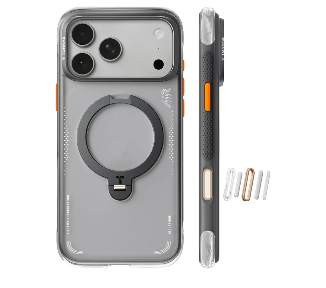 TORRAS Ostand Q3 Air for iPhone 17 Pro Max Case with 360 Magnetic Stand, Fit for MagSafe, Mil-Grade Drop Tested, Camera Control Button, Shockproof Phone Case for iPhone 17 Pro Max 6.9", Shadow Black