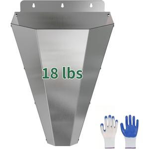 Large Chicken Cone for Butchering, Stainless Steel Kill Cone with Safety Gloves, Flat-Back Design, for Killing and Processing Chickens, Ducks, Turkeys & Poultry up to 18 lbs (Silver)