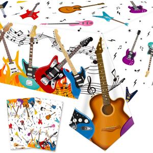 C L cooper life 2pcs Guitar Tablecloths for Guitar Birthday Party Decoration Guitar Music Note Table Covers Music Theme Table Decor for Guitar Music Theme Party Baby Shower Supplies