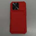 BXYJY for iPhone 16 Pro Phone Case Wallet, Built-in Card Holder (4-5 Cards), Military Grade Protection, Slide Camera Lends Cover, Hard Heavy Duty Women Girly Men Protective Case for iPhone 16 Pro, Red