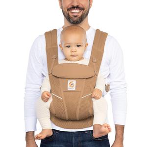 Ergobaby Omni Breeze Baby Carrier All Carry Positions - Breathable Mesh Baby Carrier Newborn to Toddler with Enhanced Lumbar Support & Airflow (7-45 Lb), Camel Brown