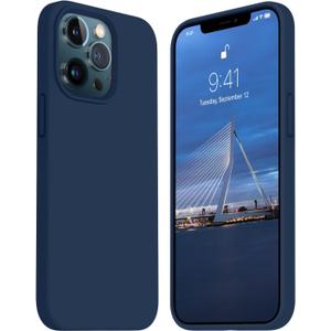 JELE Compatible with iPhone 13 Pro Case, Shockproof iPhone 13 Pro Silicone Case with [Military Drop Protection], [Soft Anti-Scratch Microfiber Lining],Dust-Risistant Phone Cover, Navy Blue