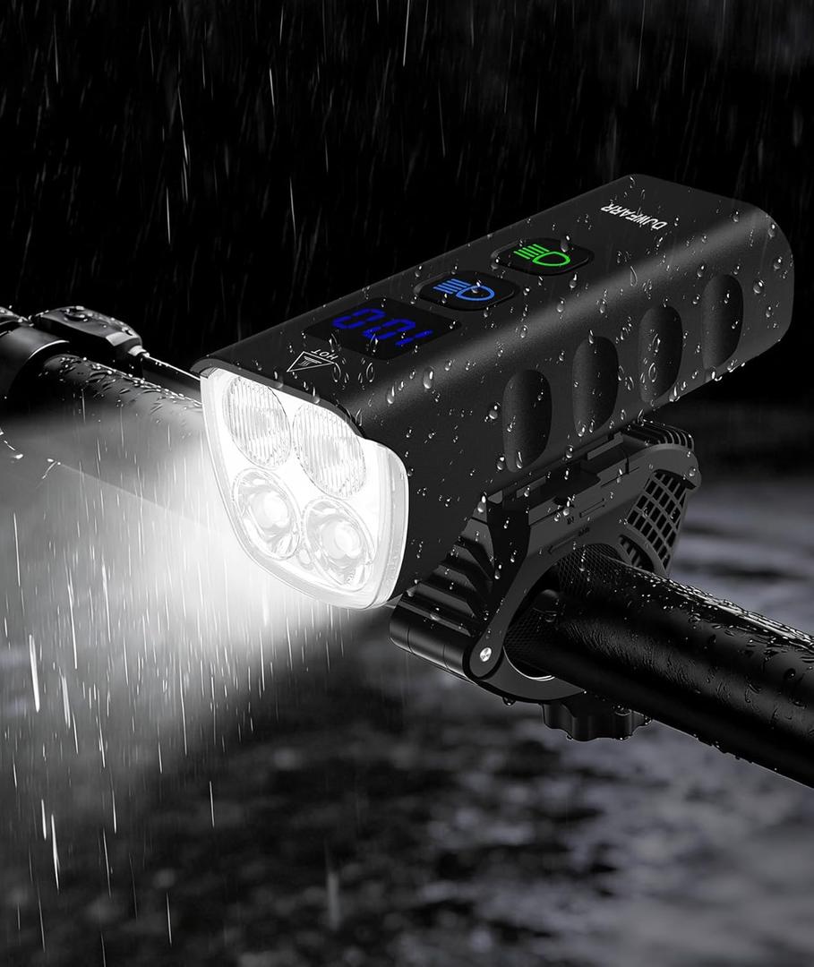 Front Bike Light or Front Headlight & Back Taillight Set, 2000 Lumens Super Bright Road Mountain Ebike Lights, Rechargeable & 6400mAh Ultra-Long Battery Life, 13 Lighting Modes,Front Bike Light