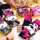 Xtinmee 24 Pairs Breast Cancer Awareness Socks Pink Ribbon Football Camo Breast Cancer Socks for Women (Small, Bright Colors)