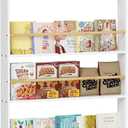 Behind the Door Book Shelf 4 Tier Narrow Kids Bookshelf Wall Mounted, 27.6"W x 47.2"H x 3.9"D