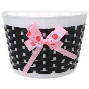 Homoyoyo Kids Bicycle Basket, Plastic Bike Front Handlebar Knitted Bowknot Basket Storage Supplies Detachable Bicycle DIY Bike Decoration Accessories for Girls (Pink)