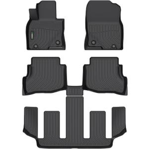 ANBINGO Floor Mats Custom for Mazda CX9 (6 Passenger, Bucket Seat 2nd Row Has Cup Holders) 2020-2023 Waterproof All Weather Car Mats Guard Liners Front & Rear & 3rd Row CX-9 Full Set -Black