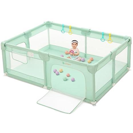 COMOMY Playpens for Babies and Toddlers, 74"x50" Playard Extra Large, Safe and Non-Slip Baby Fence, Full Mesh Design, Indoor & Outdoor Kids Activity Center, Play Pens (Dark Green)