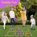 Gamie Giant Tic Tac Toe Game Outdoor - 3 x 3 Feet - Includes Rope Grid, 10 Bean Bag Play Pieces, and 1 Drawstring Carry Bag - Large Yard Games - Outdoor Game for Patio, Picnic, Camping