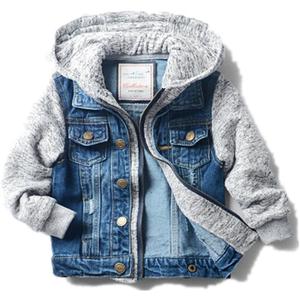 LJYH Boys' and Girls Basic Denim Trucker Jackets Children Fall Hoodies Trendy Jeans Coats 9/10yrs 140cm'' }