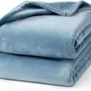 Hansleep Fleece Washed Blue Throw XL Blanket, Super Soft Flannel Fuzzy Plush Cozy Blanket for All Seasons, Washed Blue, Throw XL 50x70 Inches