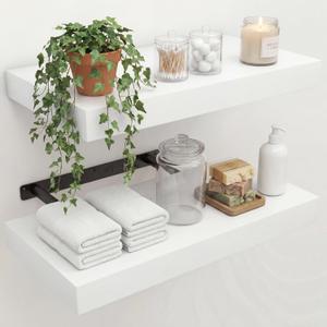 16" Width Floating Shelves, Wall Shelves for Bathroom/Living Room/Bedroom/Kitchen Decor, White Shelves with Invisible Brackets Set of 2