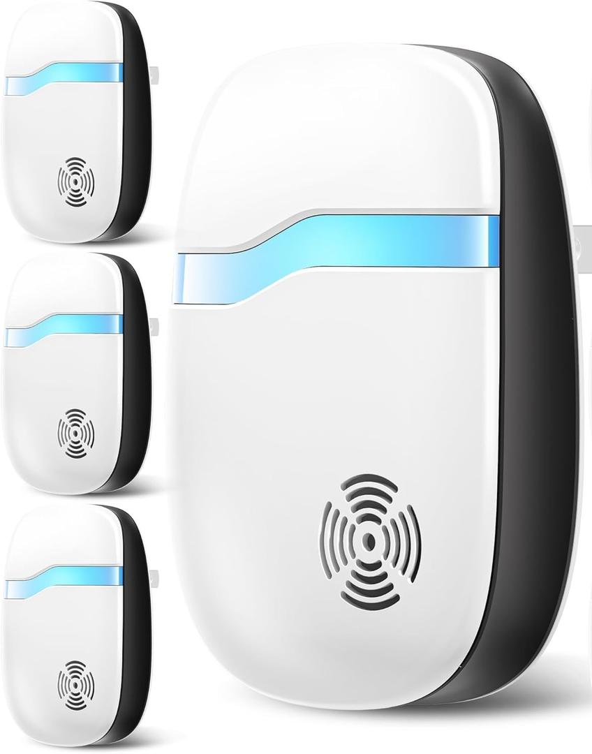 (2025 Upgraded) Ultrasonic Insect & Pest Indoor Repeller, Plug-in Control Device Electronic Repellent for Rodent, Mice, Rats, Roaches, Bugs, Ants, Spiders, Mosquitoes, Silent for Home (4 Pack)