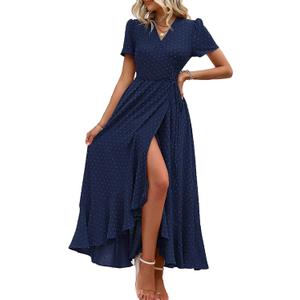 PRETTYGARDEN Women's Summer Maxi Dress Casual Wrap Floral Boho Short Sleeve V Neck Split Ruffle Beach Long Dresses (Medium) PRETTYGARDEN Women's Summer Maxi Dress Casual Wrap Floral Boho Short Sleeve V Neck Split Ruffle Beach Long Dresses (Medium)