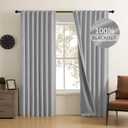 CUCRAF Linen 100% Blackout Curtains 90 Inch Length 2 Panels Set, Back Tab and Rod Pocket Curtain for Living Room Bedroom, Room Darkening Window Drapes Thermal Insulated, (37x90 inch, Light Grey)