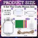 6 Set 2026 VBS Crafts Mason Jars Kit with Jesus Is The Light Stickers LED Candles Light Tissue Paper Twine for Sunday School Activities Christian DIY Projects Religious Decoration