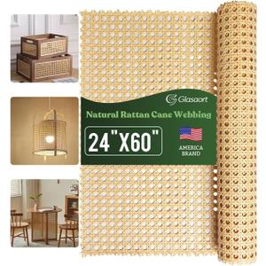 Glasaort 24" x 60" Natural Rattan Cane Webbing Roll, Natural Cane Webbing