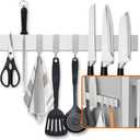 Fridge Applicable 17 Inch Double Sided Magnetic Knife Holder - Stainless Steel Knife Strip With Powerful Magnetic Pull Force - Use as Kitchen Knife Holder, Knife Rack & Tool Holder - Silver