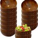 14 Pcs Coconut Shell Bowls Small Polished Wooden Bowls for Smoothie Acai Salad and Vegan Gifts, Natural Rustic Kitchen Decor