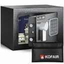 Safe Box for Home Safe (0.23 Cubic Feet) with Fireproof Bag, Personal Money Safe for Cash Saving, Mini Safe Box with Key, Digital Safety Box with Light, Money Lock Box (BLACK)