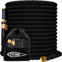 TITAN 50 ft Garden Hose Lightweight Flexible Water Hose, Kink-Free Non-Expanding, High Flow, Solid Brass Fittings, Leak-Proof with Nozzle