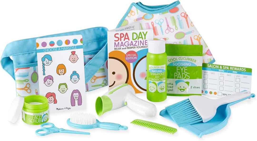 Melissa & Doug Love Your Look - Salon & Spa Play Set, 16 Pieces of Pretend Salon and Spa Toy Products
