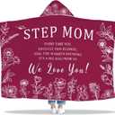Step Mom Gifts, Christmas Step Mom Gift Wearable Blanket, Stepmom Hoodie Blankets, Stepmom Hooded Blanket 47x72 in for Birthday(Red), Mother's Day
