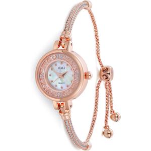 O.M.J Women Quartz Watch Bracelet Watches with Crystals Waterproof Analog Fashion Luxury Dress Wristwatch for Women Wife Birthday Christmas Gifts,Rose Gold