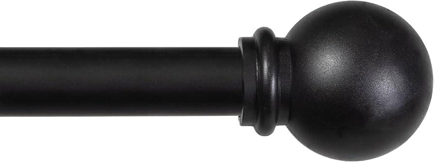 Chelsea Ball End Curtain Rod 5/8" Adjustable 48"-86", Black