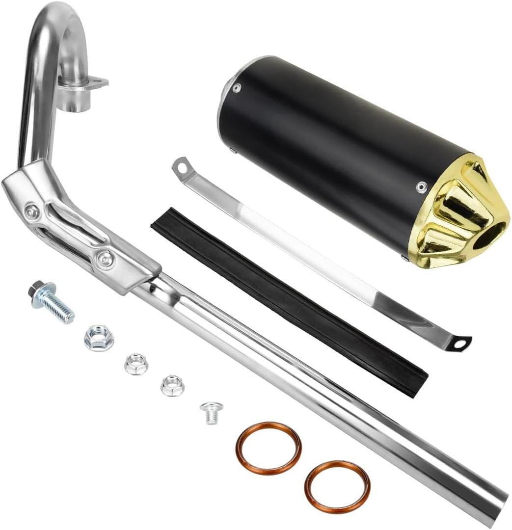 FVRITO High Performance Exhaust Pipe Muffler Silencer Assembly Kit for CRF50 XR50 Apollo DB-x14 x18 Chinese 70cc 110cc 125cc SSR Taotao DB14 DB10 Rocketa X-pro x8 Pit Dirt Bike Motocrosss Gold