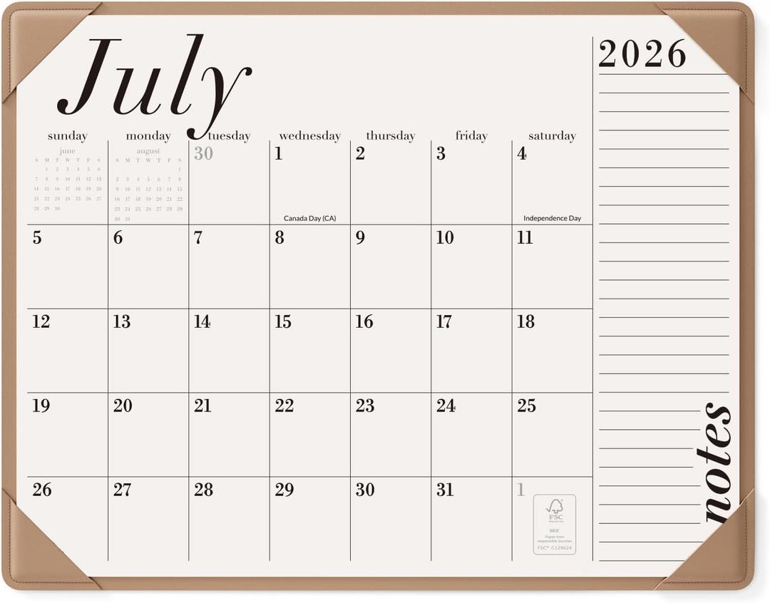 Jotsome Desk Calendar 2026-2027 with Desktop Mat, Large Desk Pad Calendar From Now to June 2027 22x17 inch, Desk Blotter Calendar for Home and Office, Easy Organizing (Apricot, 17" x 22")