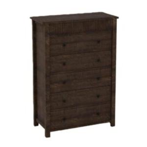 Garvee 5 Drawer Dresser for Bedroom Wooden Chest of Drawers Fluted Storage Organizer for Living Room Hallway Entryway -Walnut