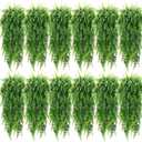 Geosar 12 Pcs Artificial Hanging Plants 32 Inch Hanging Boston Ferns Plastic Fake Plants for Wall Room Garden Wedding Garland Indoor Outdoor Decoration, No Basket